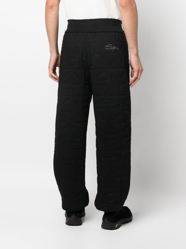 Black All-over Quilted Logo-patch Trousers