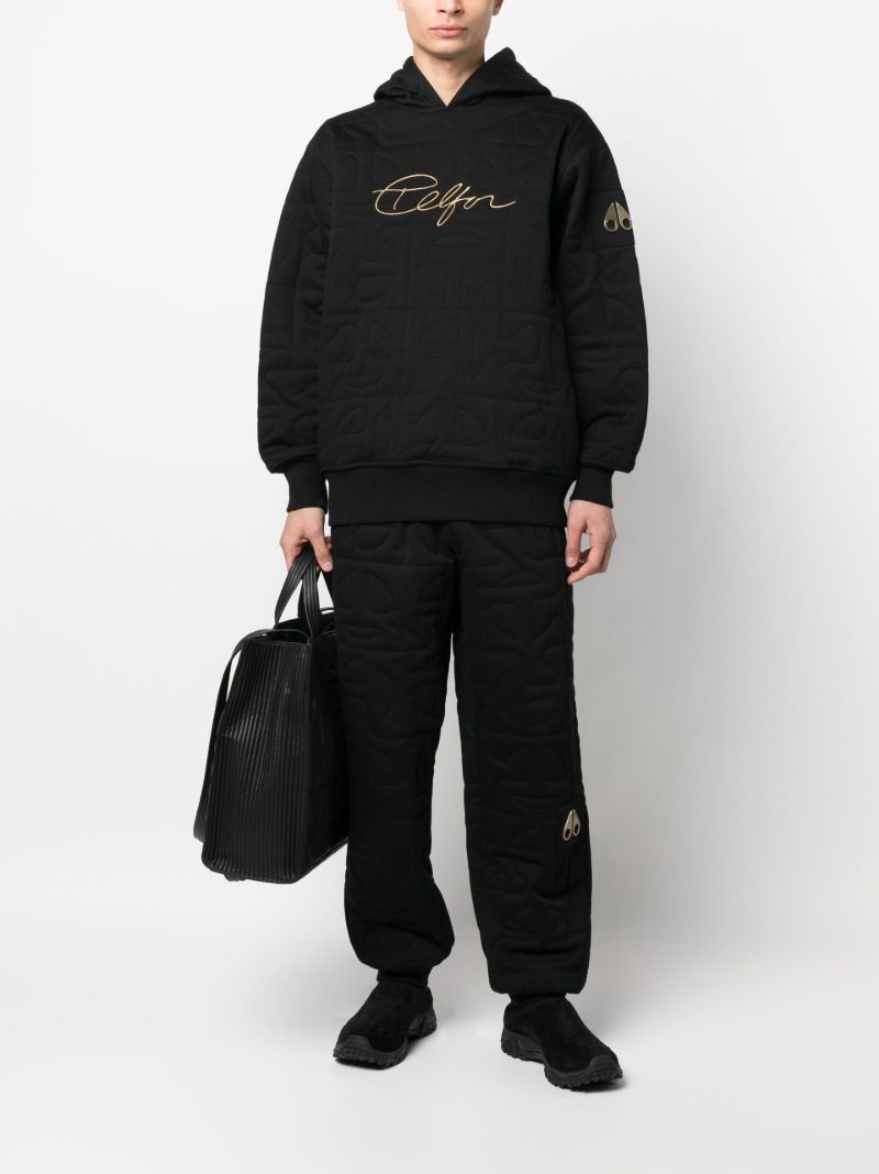 Black All-over Quilted Logo-patch Trousers