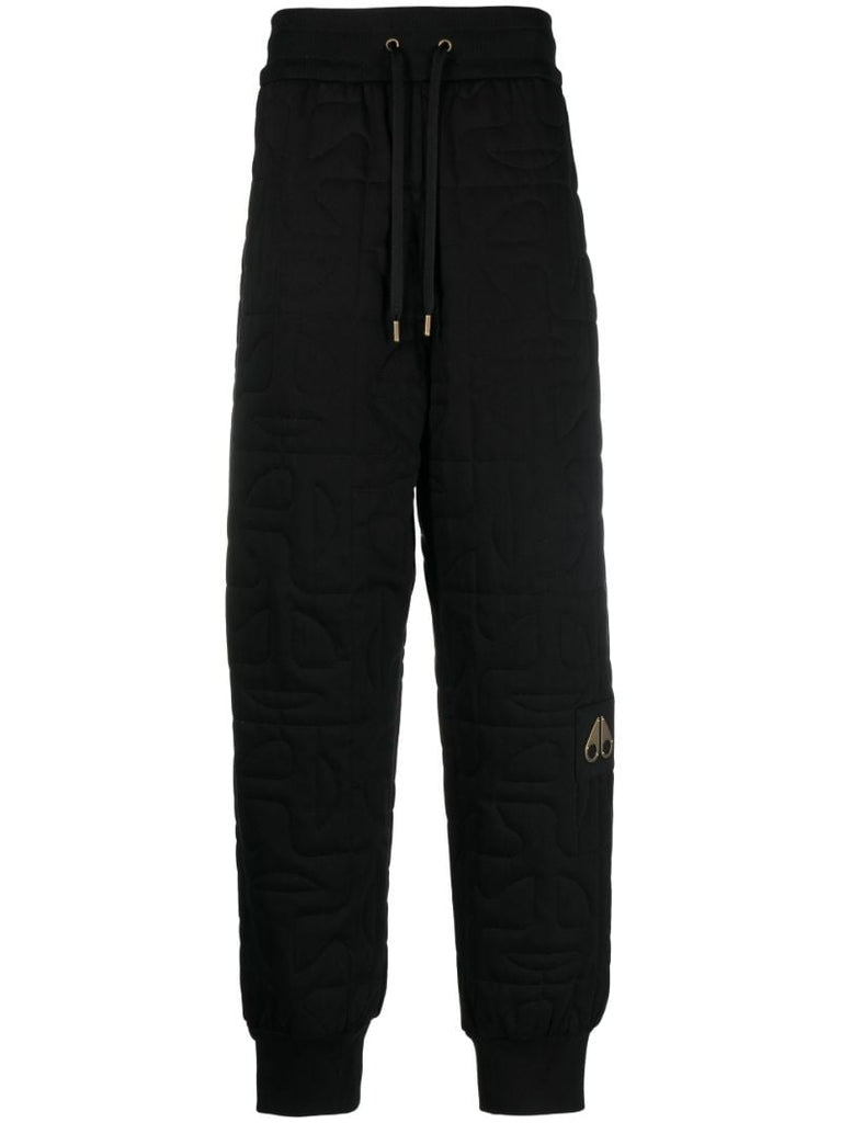 Black All-over Quilted Logo-patch Trousers