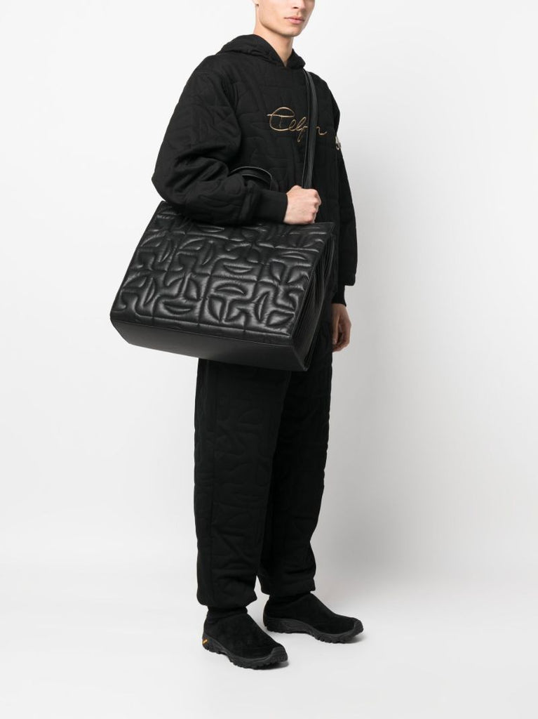 X Telfar Black Quilted Tote Bag