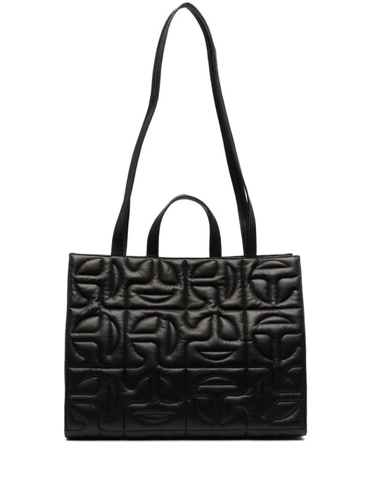 X Telfar Black Quilted Tote Bag