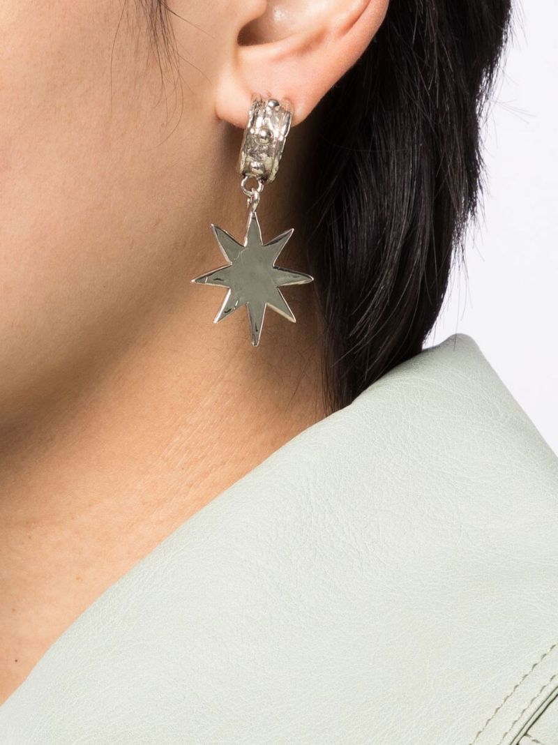Silver-plated Big Star Drop Earrings