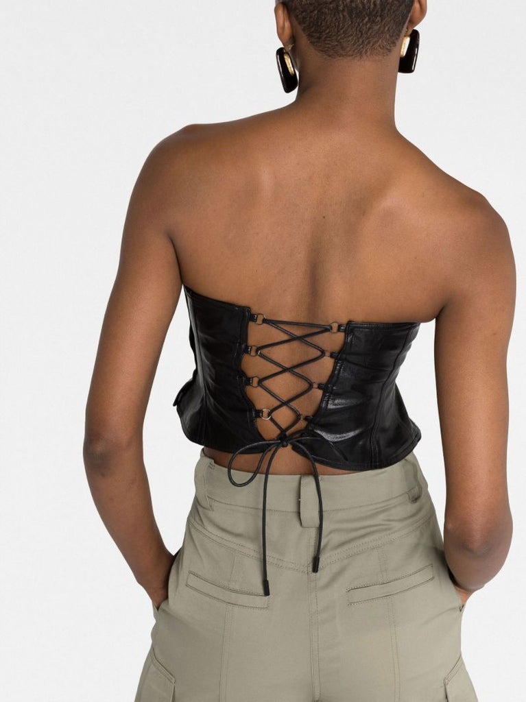 Black Faux Leather Corset