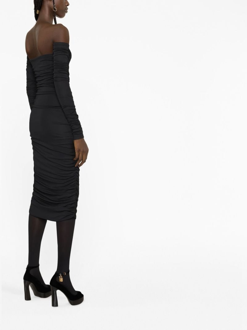 Black Linda Ruched Midi Dress