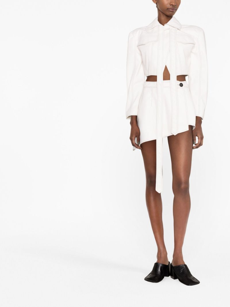 White Cropped Faux-leather Jacket