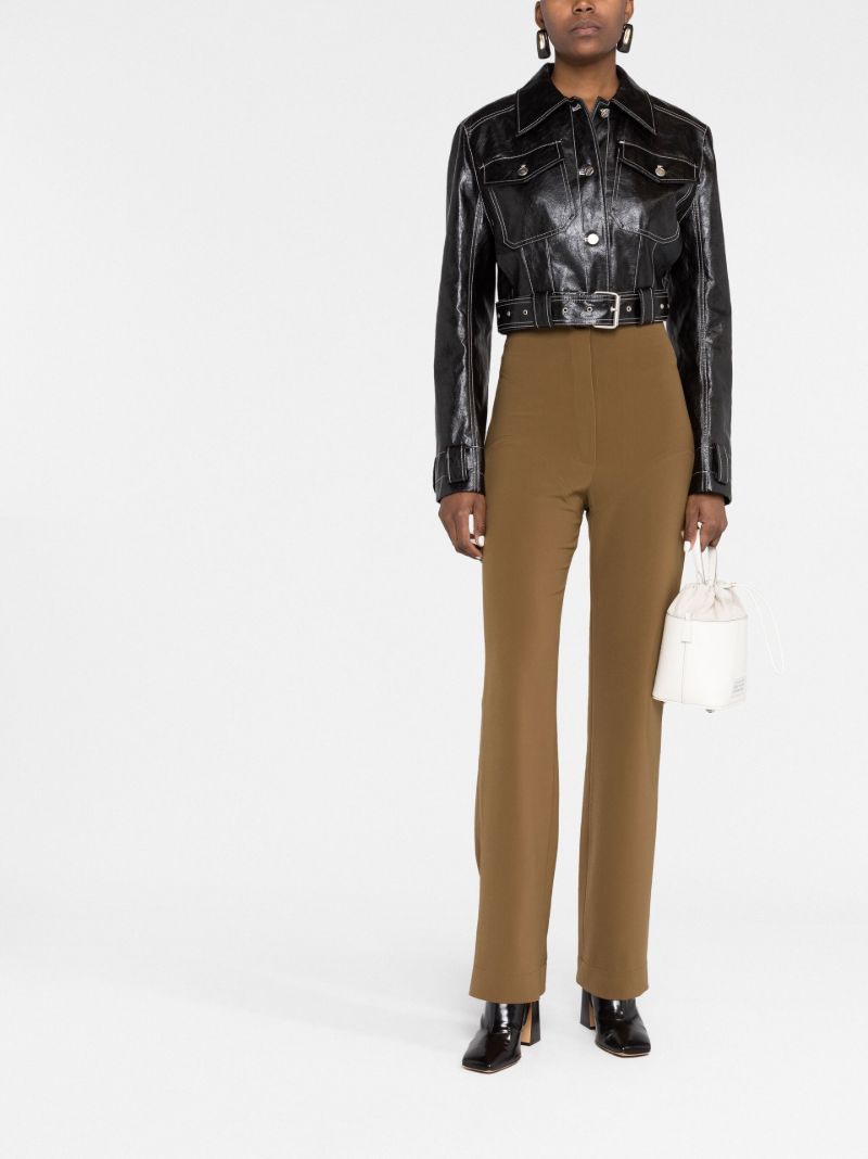 Black Faux Leather Cropped Jacket