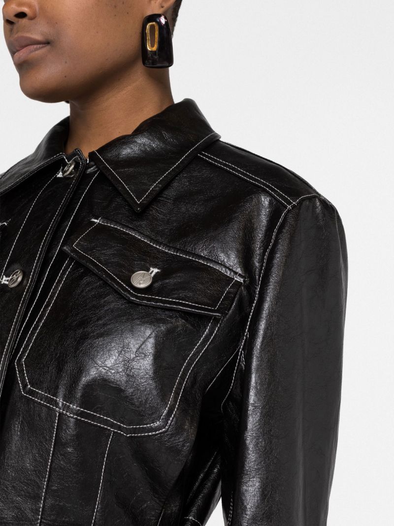 Black Faux Leather Cropped Jacket
