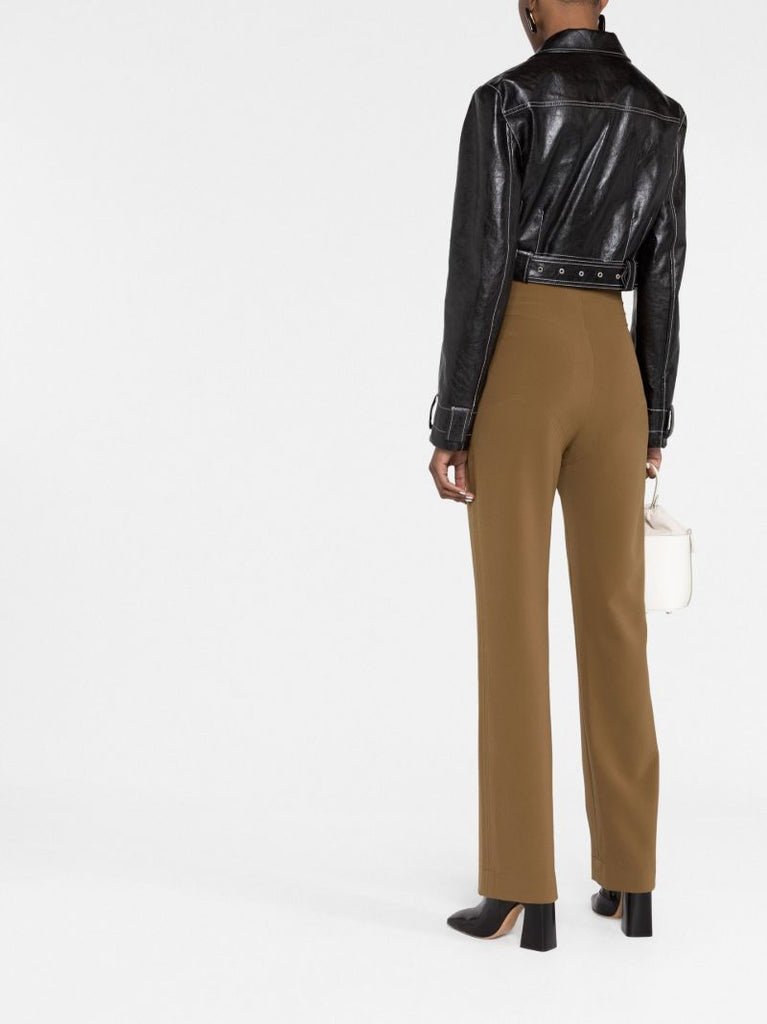Black Faux Leather Cropped Jacket