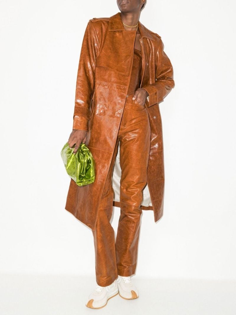 Brown Lynn Leather Straight Leg Trousers