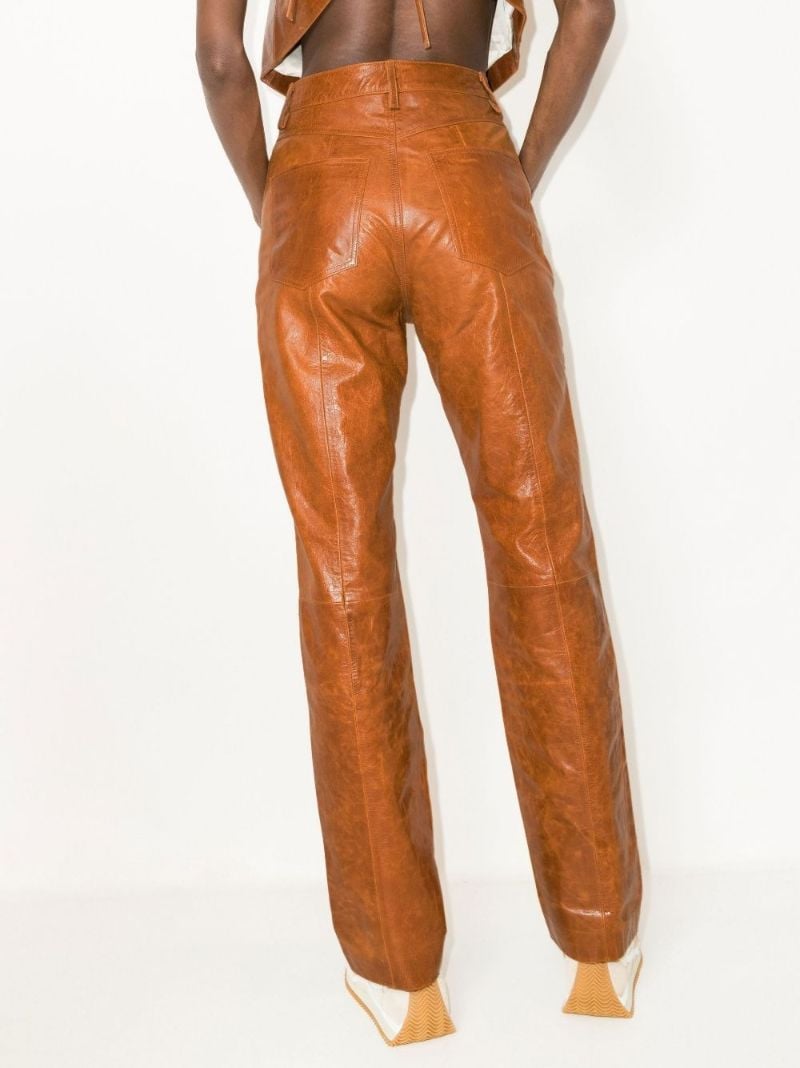 Brown Lynn Leather Straight Leg Trousers