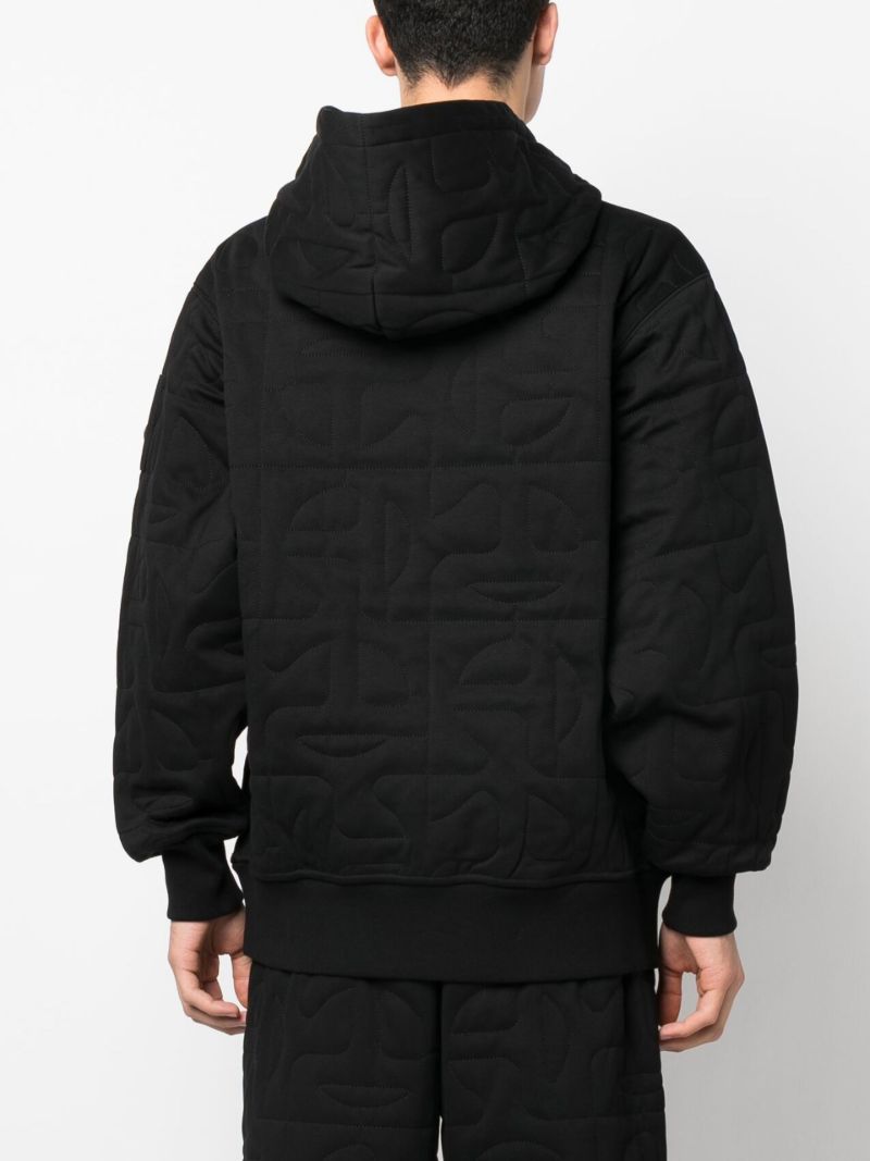 Black Quilted Logo-patch Hoodie
