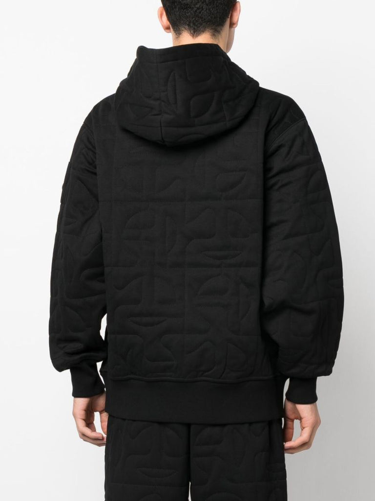 Black Quilted Logo-patch Hoodie