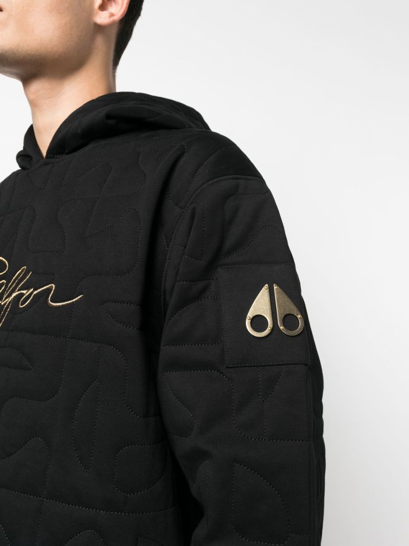 Black Quilted Logo-patch Hoodie