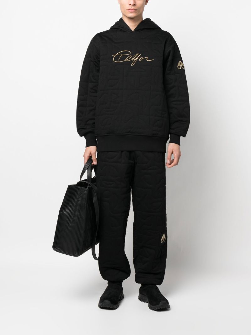 Black Quilted Logo-patch Hoodie