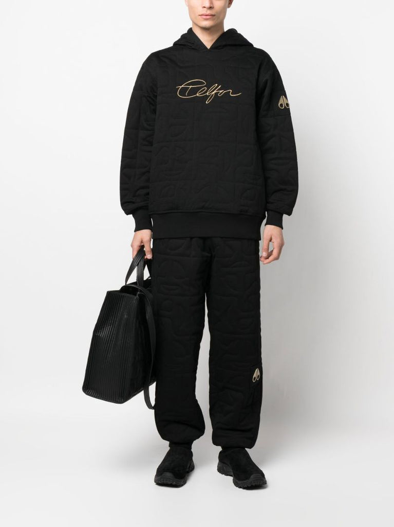 Black Quilted Logo-patch Hoodie