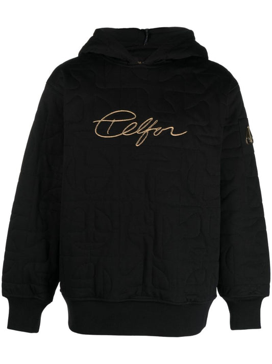 Black Quilted Logo-patch Hoodie