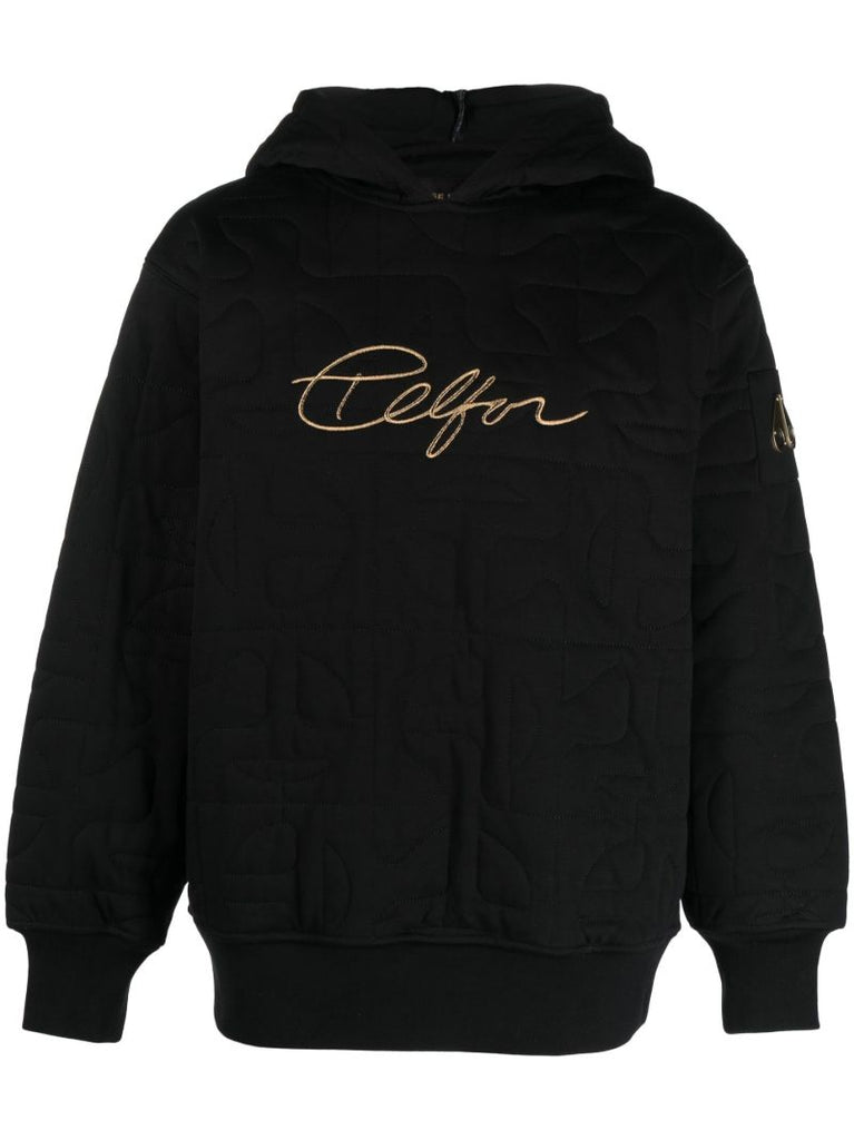Black Quilted Logo-patch Hoodie