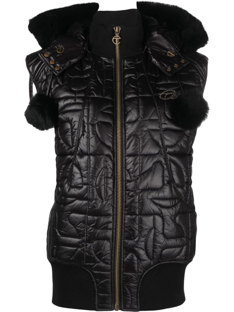 Black Quilted Leather Bomber Gilet
