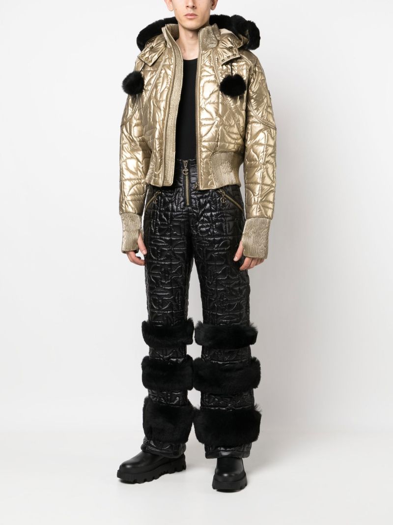 Gold Quilted Leather Bomber Jacket