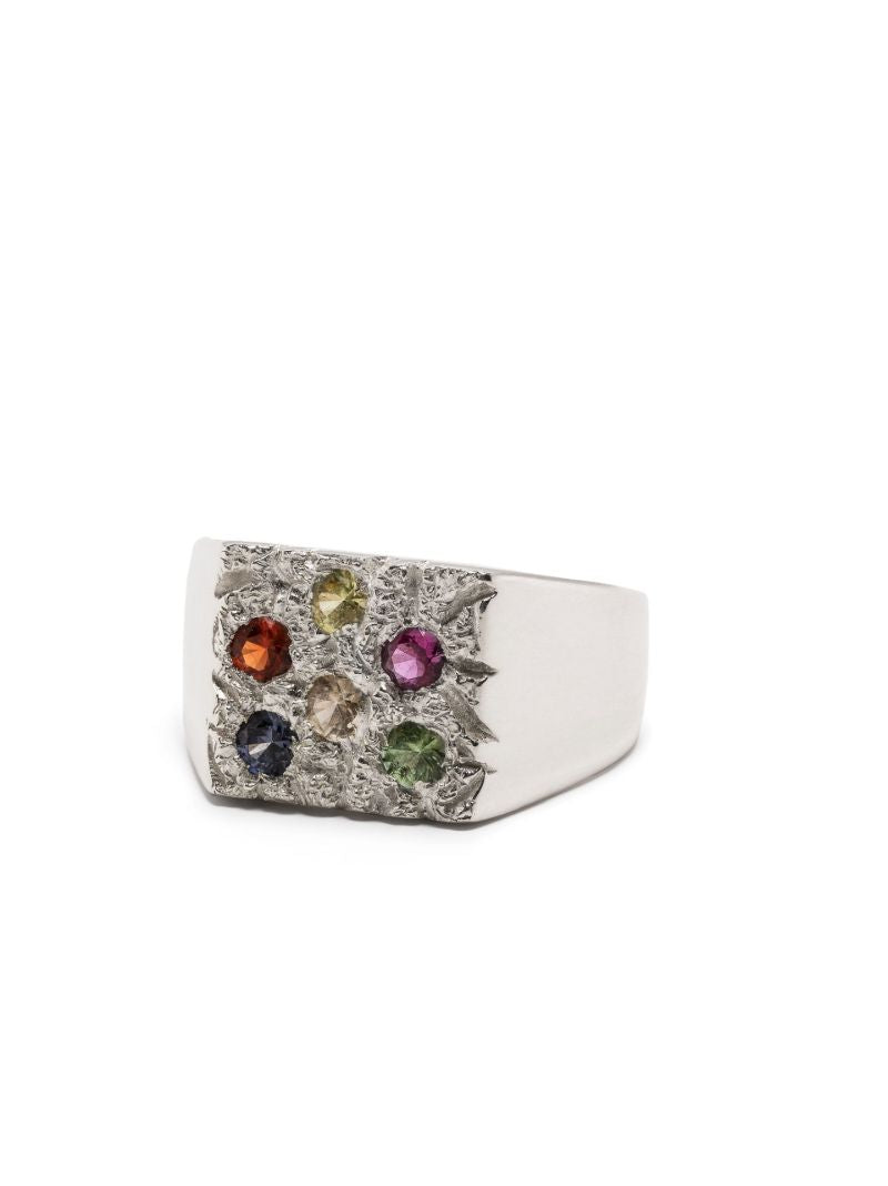 Sterling Silver Rose Garden Sapphire Signet Ring
