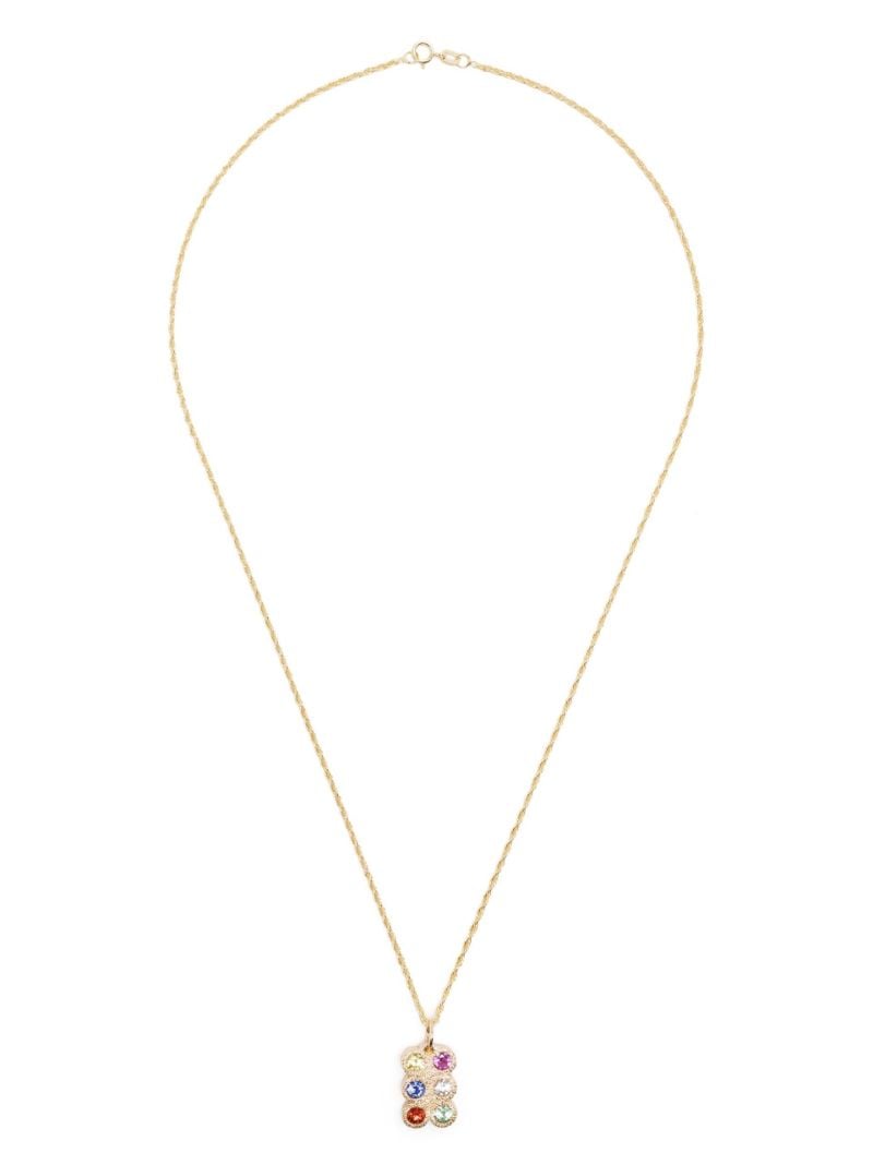 9k Yellow Gold Flowers Grow Together Sapphire Necklace