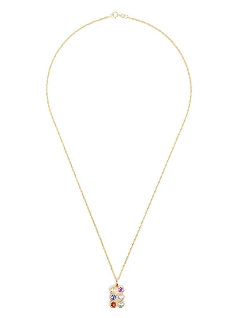 9k Yellow Gold Flowers Grow Together Sapphire Necklace