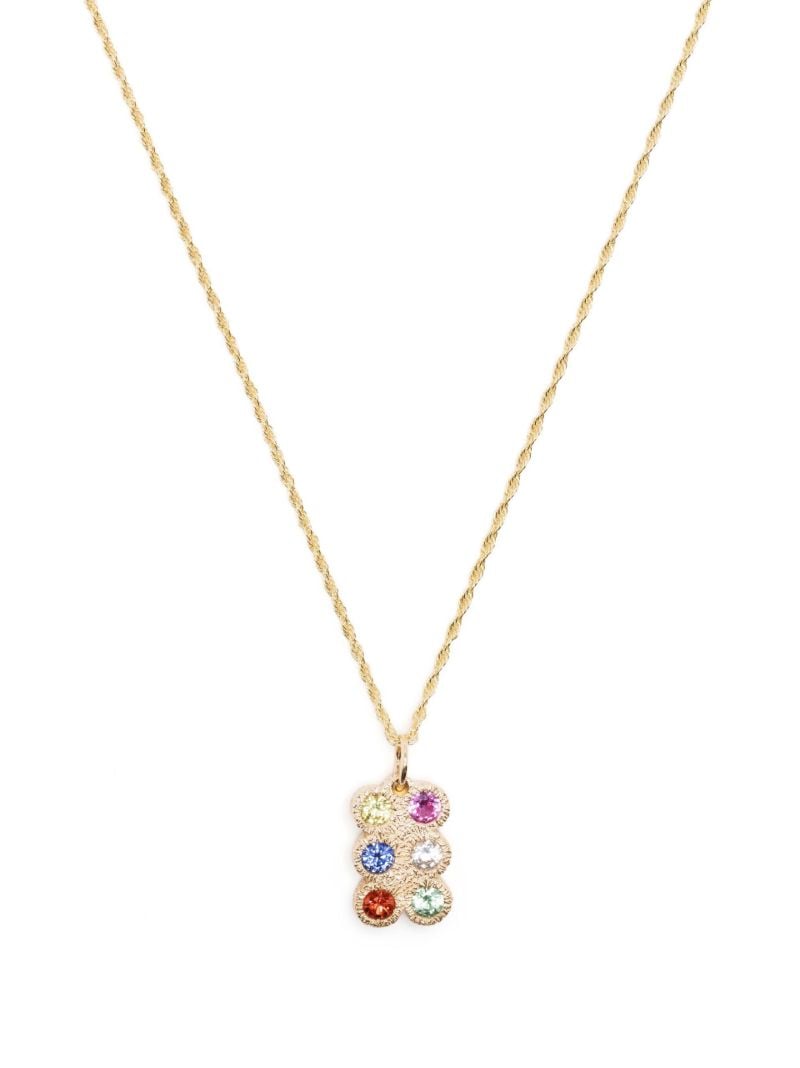 9k Yellow Gold Flowers Grow Together Sapphire Necklace