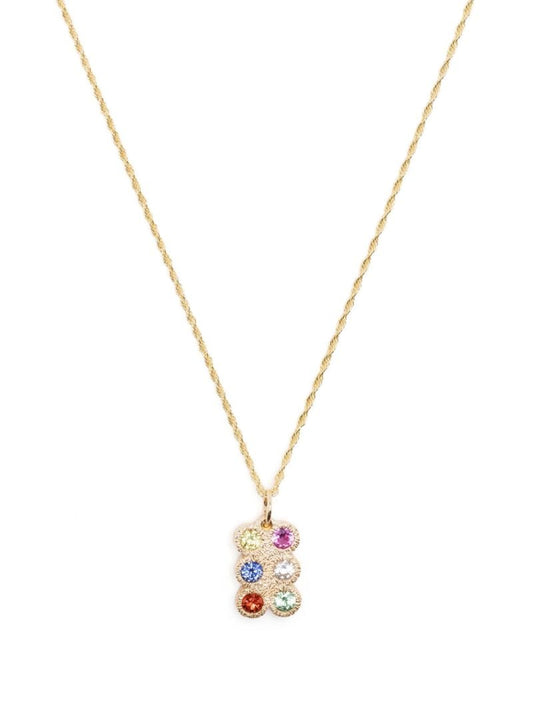 9k Yellow Gold Flowers Grow Together Sapphire Necklace