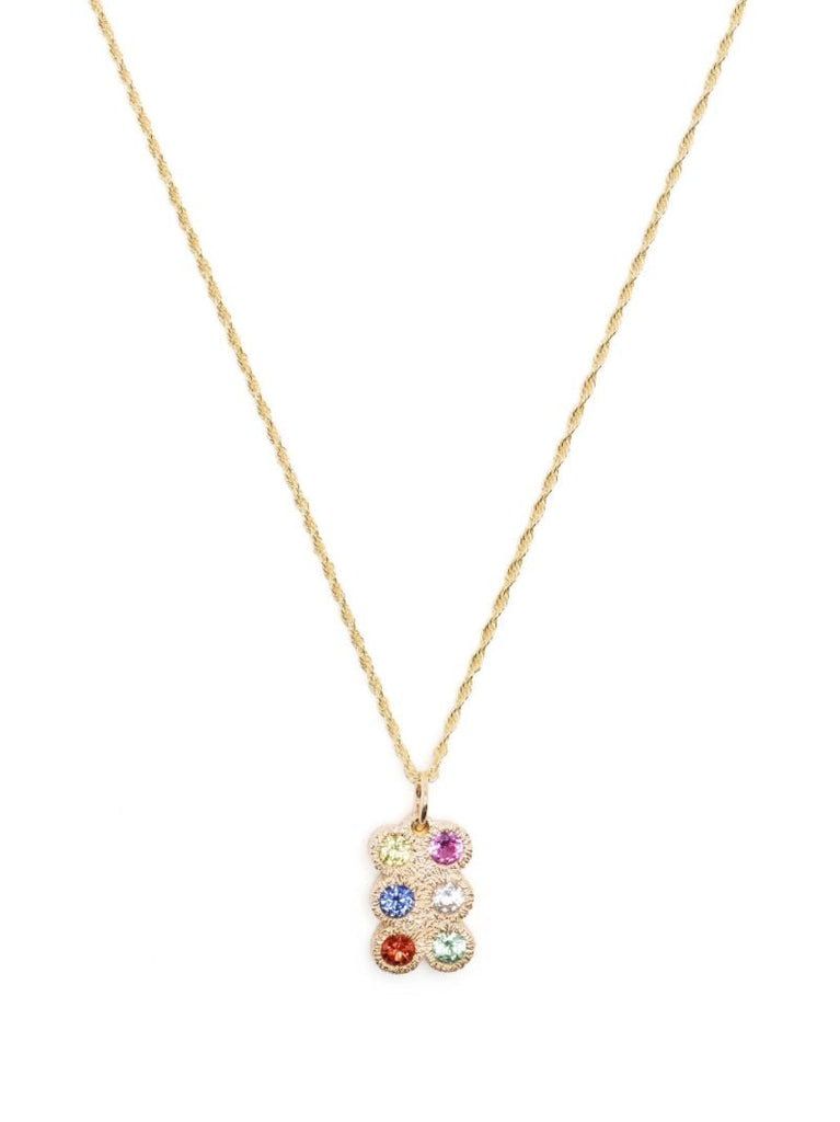 9k Yellow Gold Flowers Grow Together Sapphire Necklace