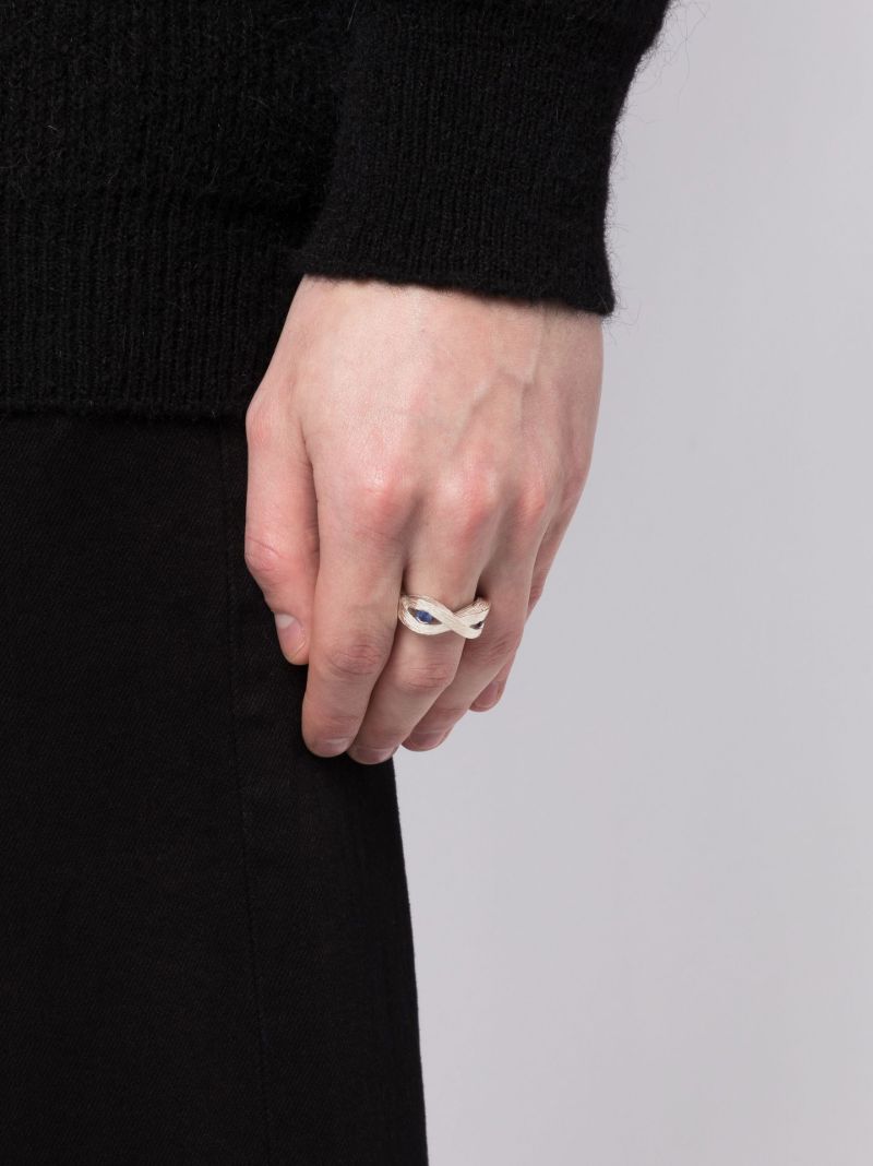 Sterling Silver Woven Stem Sapphire Ring