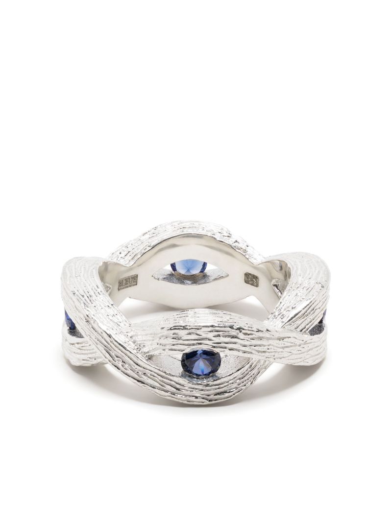Sterling Silver Woven Stem Sapphire Ring