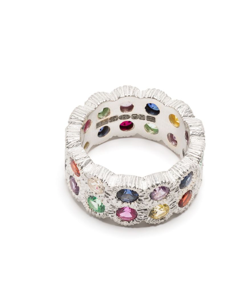 Sterling Silver Flowers Grow Together Sapphire Eternity Ring
