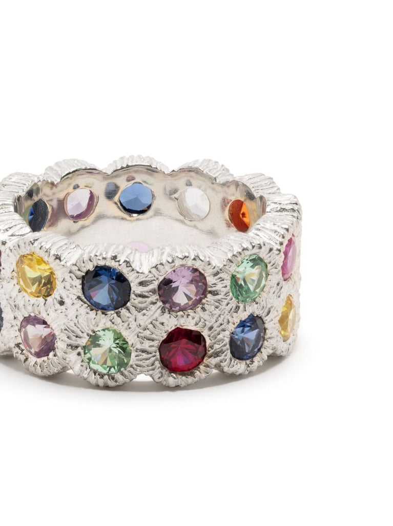 Sterling Silver Flowers Grow Together Sapphire Eternity Ring