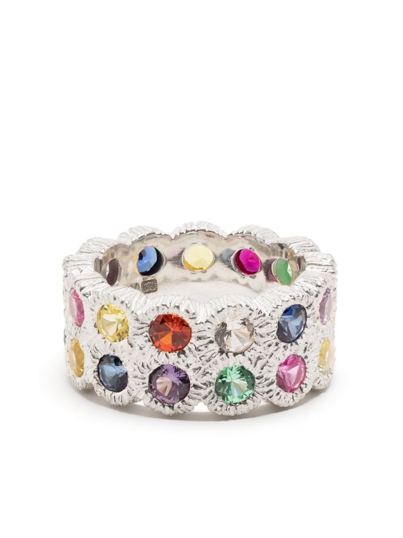 Sterling Silver Flowers Grow Together Sapphire Eternity Ring