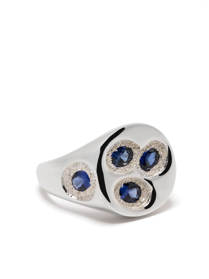Sterling Silver Oval Chloroplast Sapphire Ring