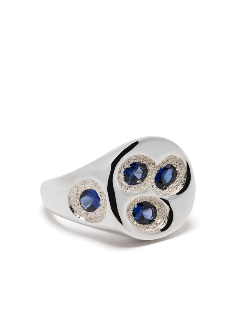 Sterling Silver Oval Chloroplast Sapphire Ring
