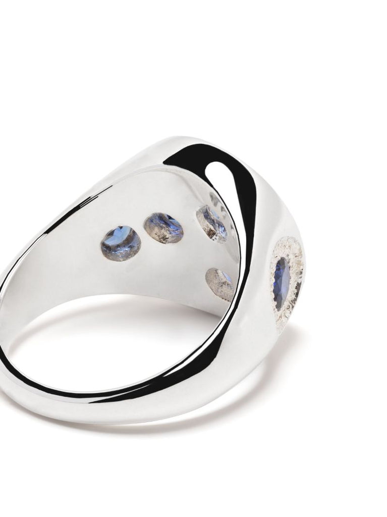 Sterling Silver Oval Chloroplast Sapphire Ring