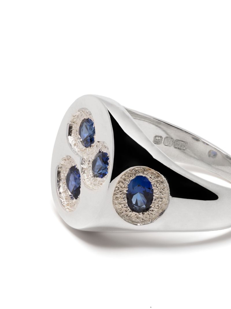 Sterling Silver Oval Chloroplast Sapphire Ring