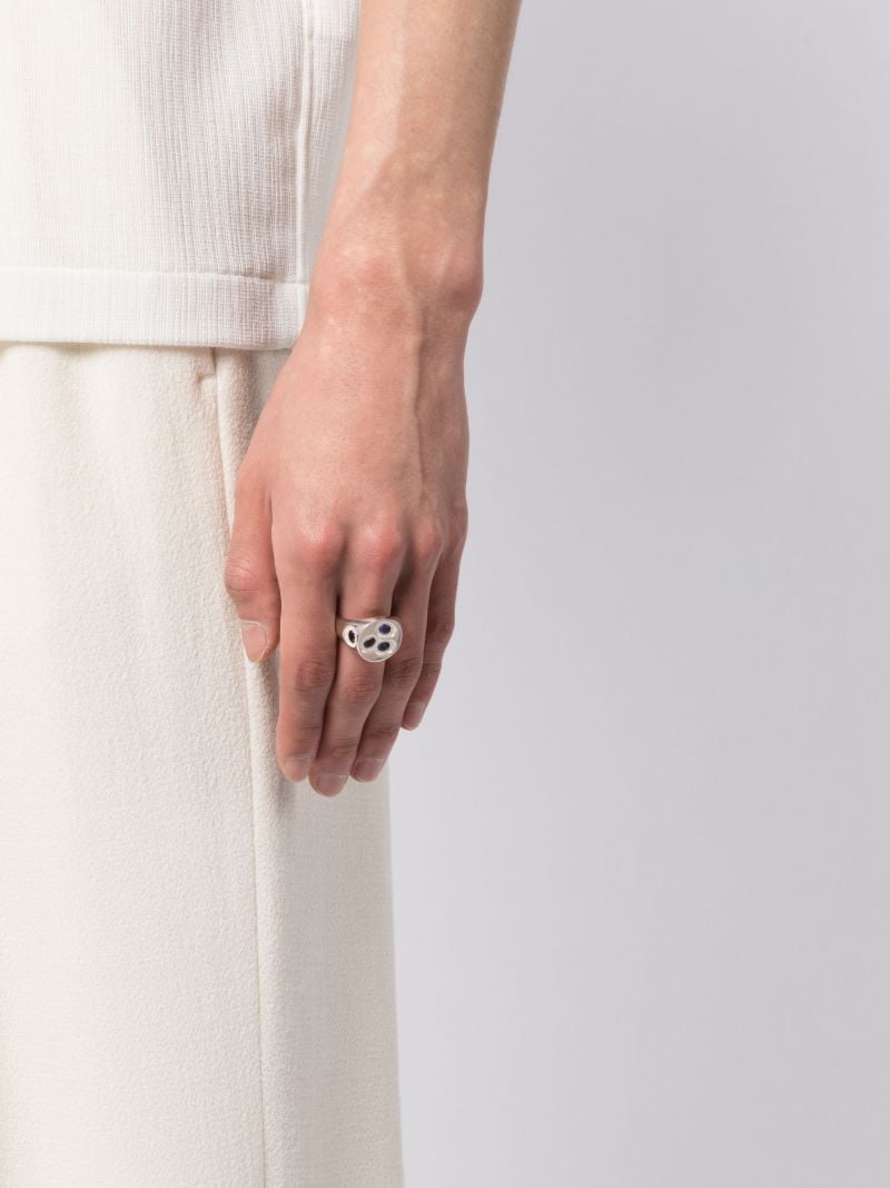 Sterling Silver Oval Chloroplast Sapphire Ring