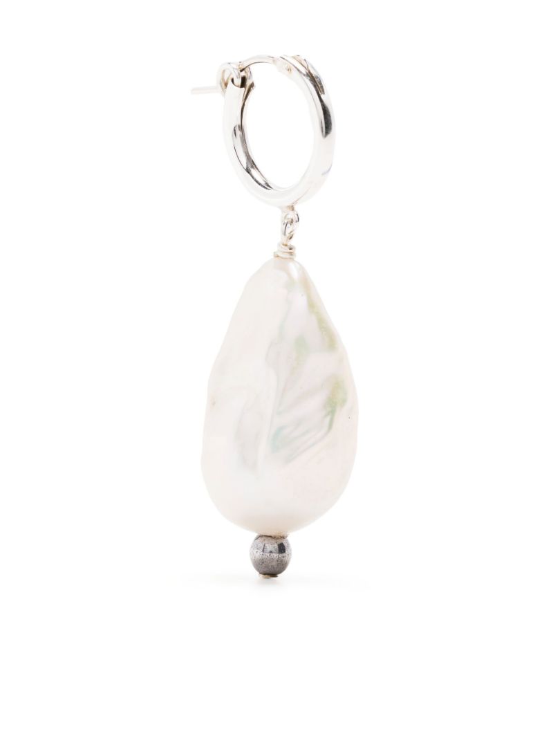 Sterling Silver Pearl Hoop Earring