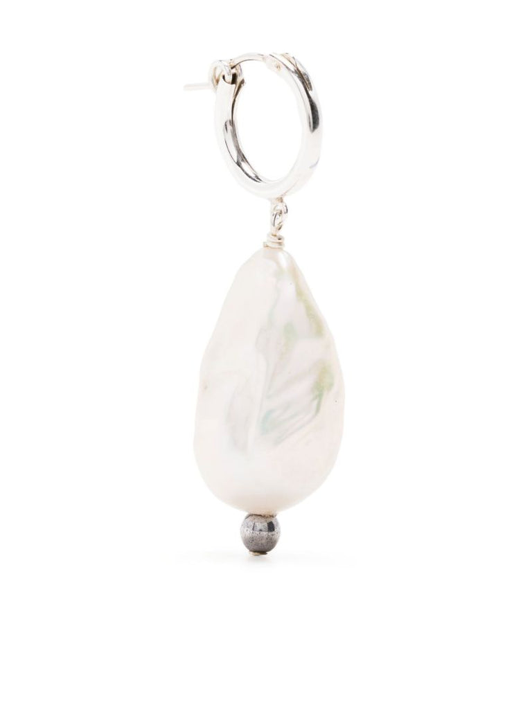 Sterling Silver Pearl Hoop Earring
