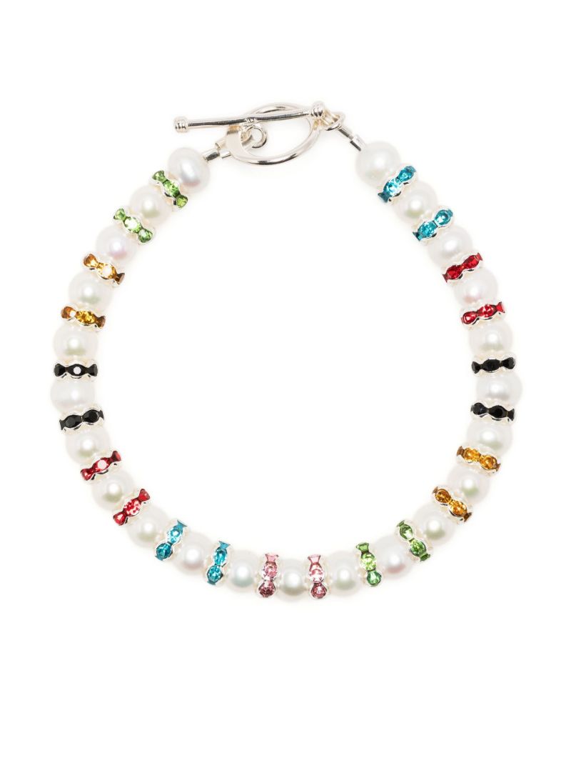 White Pearl and Crystal Beaded Bracelet