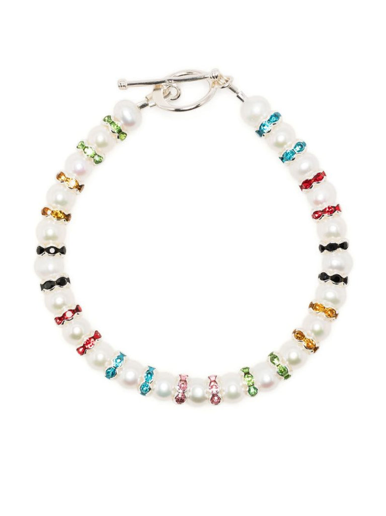 White Pearl and Crystal Beaded Bracelet