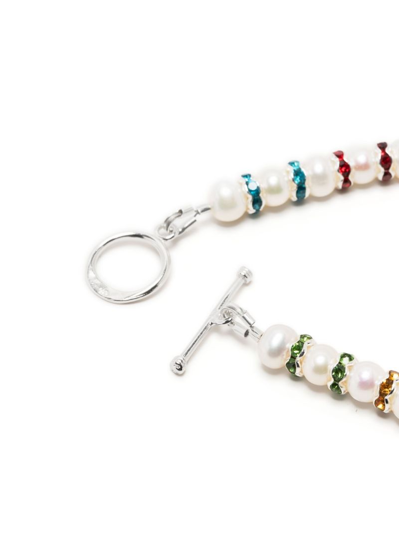 White Pearl and Crystal Beaded Bracelet