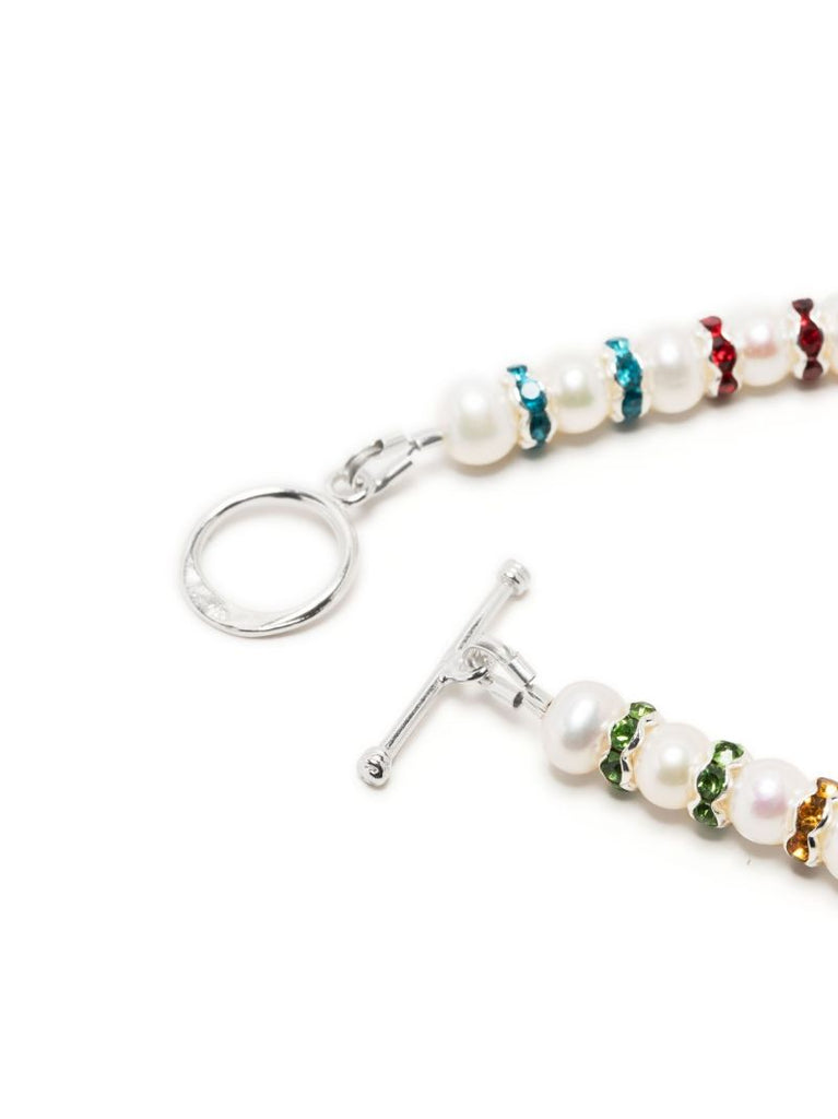 White Pearl and Crystal Beaded Bracelet