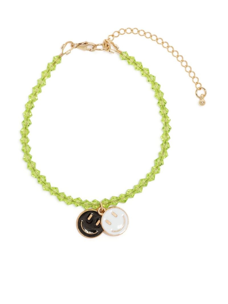 Green Smiley Crystal Beaded Bracelet