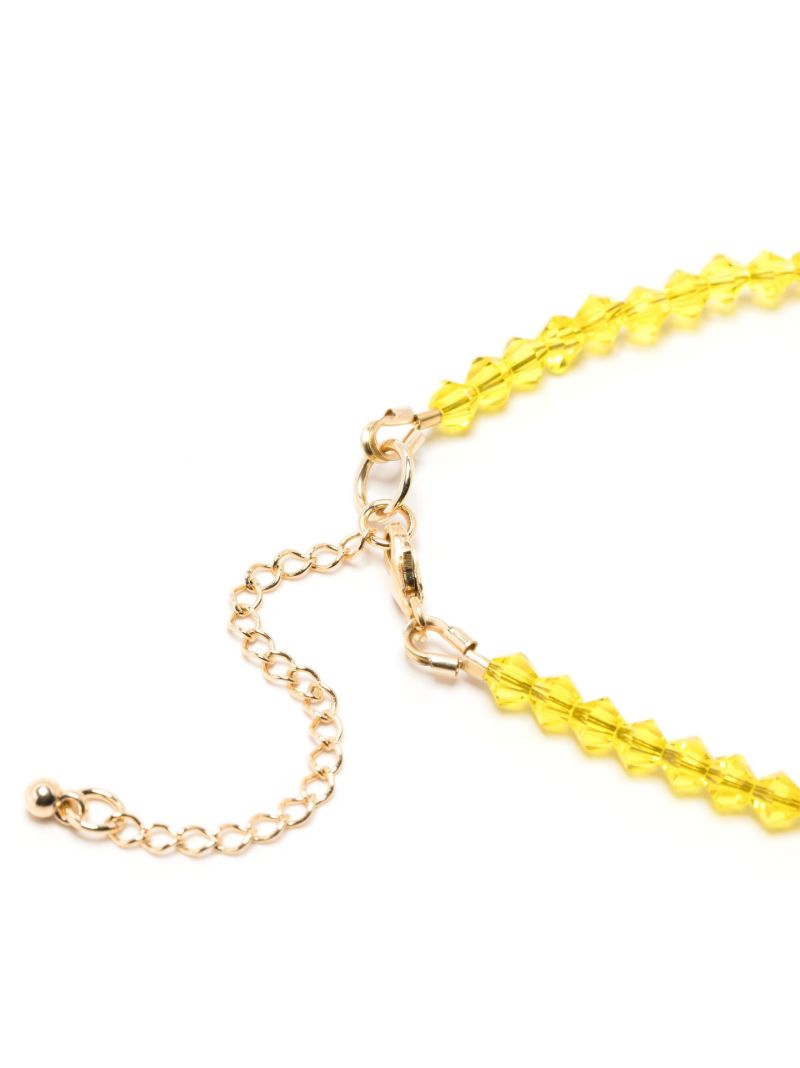 Yellow Smiley Crystal Beaded Pearl Bracelet