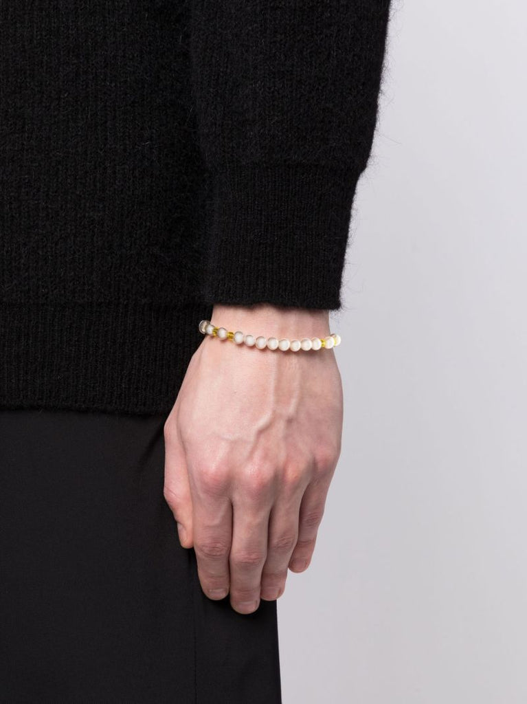 Yellow Beaded Pearl Bracelet