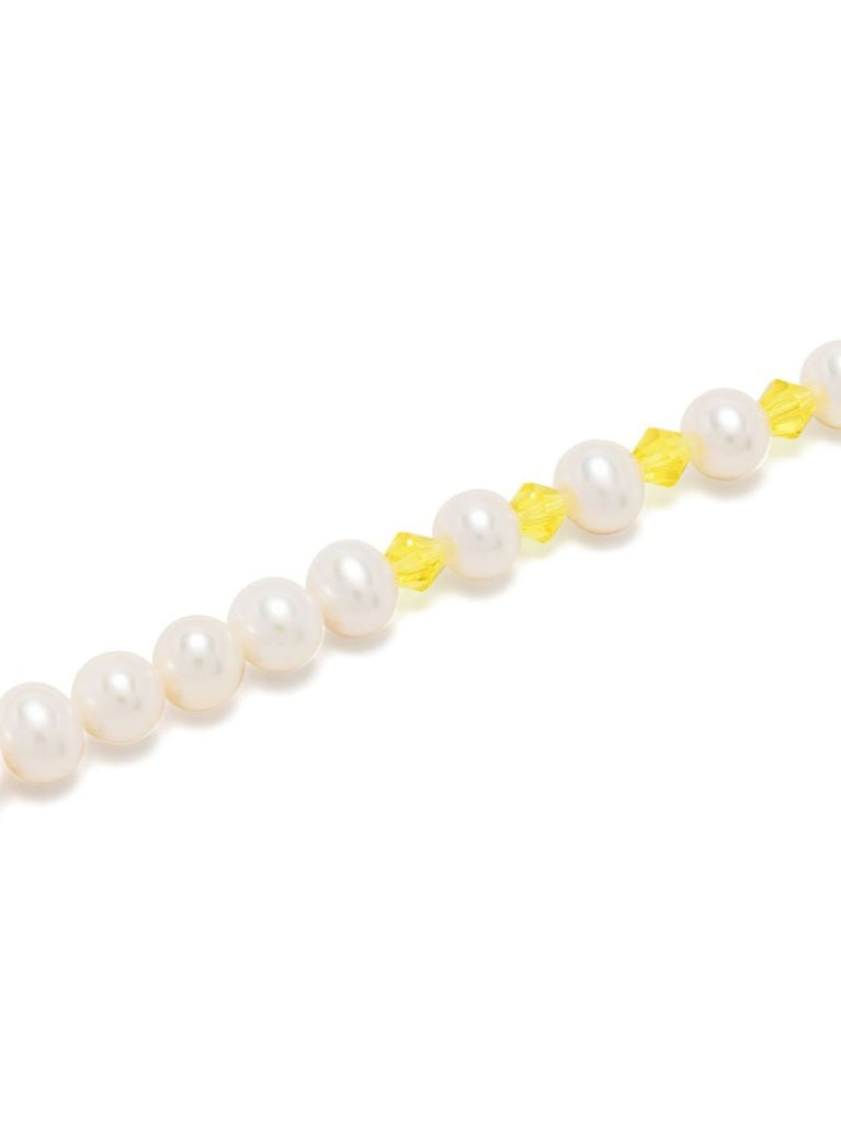 Yellow Beaded Pearl Bracelet