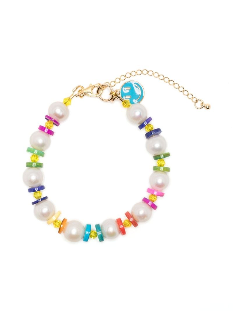 Gold-tone Rainbow Bead Charm Bracelet